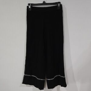 Zara Sz Small Womens  Black Wide-Leg Pants with White Accents